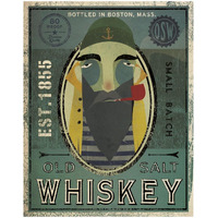 Fisherman VII Old Salt Whiskey -Paper Art-18&quotx22"