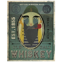 Fisherman VII Old Salt Whiskey -Paper Art-22"x26"