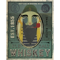 Fisherman VII Old Salt Whiskey -Paper Art-30"x37"