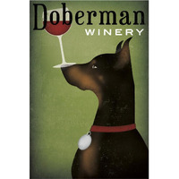 Single Doberman Winery -Paper Art-26&quotx38"