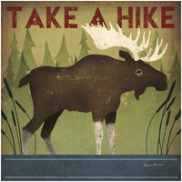 Take a Hike Moose -Paper Art-32"x32"