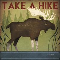 Take a Hike Moose -Paper Art-38"x38"