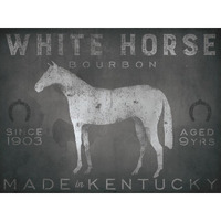 White Horse with Words -Paper Art-50"x38"