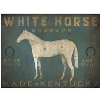 White Horse with Words Blue -Paper Art-42&quotx32"