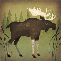 Take a Hike Moose no Words -Paper Art-32"x32"