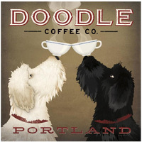 Doodle Coffee Double IV Portland -Paper Art-20"x20"