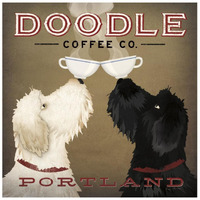 Doodle Coffee Double IV Portland -Paper Art-26"x26"