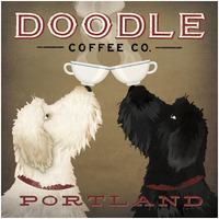 Doodle Coffee Double IV Portland -Paper Art-32"x32"