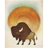 Blazing Sun Bison -Paper Art-18"x22"