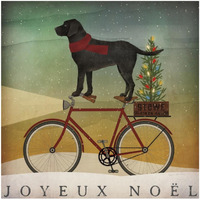 Black Lab on Bike Christmas -Paper Art-32"x32"