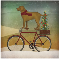 Yellow Lab on Bike Christmas -Paper Art-20"x20"