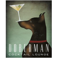 Doberman Martini -Paper Art-18"x22"