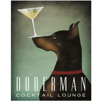 Doberman Martini -Paper Art-22"x26"