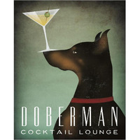 Doberman Martini -Paper Art-24"x30"