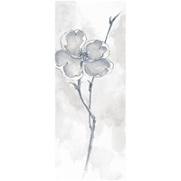 Solitary Dogwood II Gray -Paper Art-14"x32"