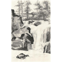 Sumi Waterfall I -Paper Art-16.08"x24"