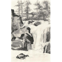 Sumi Waterfall I -Paper Art-25.04"x38"