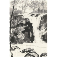 Sumi Waterfall III -Paper Art-42"x62"