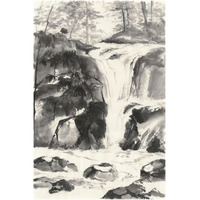 Sumi Waterfall IV -Paper Art-42"x62"