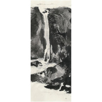 Sumi Waterfall View I -Paper Art-26"x62"