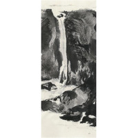 Sumi Waterfall View I -Paper Art-32"x77"