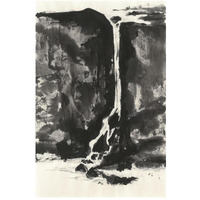 Sumi Waterfall View II Panel -Paper Art-18"x26"