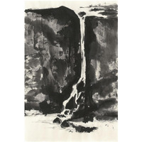 Sumi Waterfall View II Panel -Paper Art-22"x32"