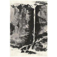 Sumi Waterfall View III Panel -Paper Art-18"x26"