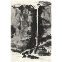 Sumi Waterfall View III Panel -Paper Art-22"x32"