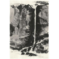 Sumi Waterfall View III Panel -Paper Art-34&quotx50"