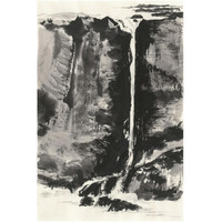 Sumi Waterfall View III Panel -Paper Art-42&quotx62"