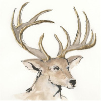 Gilded Mule Deer -Paper Art-32"x32"