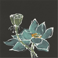 Lotus on Black I -Paper Art-38"x38"