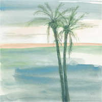 Peaceful Dusk II Tropical -Paper Art-38"x38"