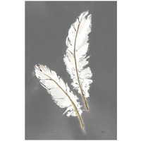 Gold Feathers I on Grey -Paper Art-14"x20"