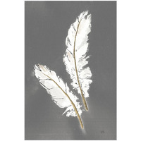 Gold Feathers I on Grey -Paper Art-18"x26"