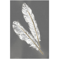 Gold Feathers III on Grey -Paper Art-22&quotx32"