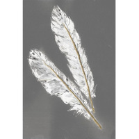 Gold Feathers III on Grey -Paper Art-34"x50"