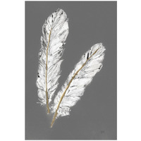 Gold Feathers IV on Grey -Paper Art-14"x20"