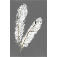 Gold Feathers IV on Grey -Paper Art-18"x26"