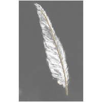 Gold Feathers VI on Grey -Paper Art-21.2"x32"