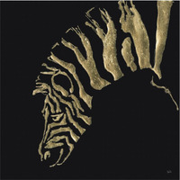 Gilded Zebra on Black -Paper Art-38"x38"