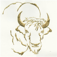 Gilded Bison -Paper Art-26"x26"