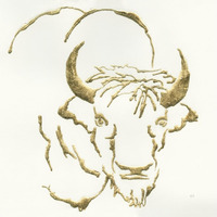 Gilded Bison -Paper Art-38"x38"