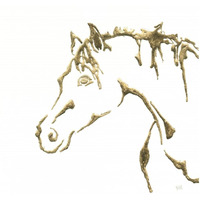 Gilded Cowpony on White -Paper Art-32"x32"