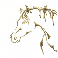 Gilded Cowpony on White -Paper Art-42"x42"