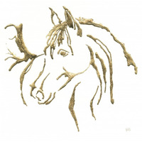 Gilded Mare on White -Paper Art-20"x20"