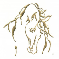 Gilded Stallion on White -Paper Art-26"x26"