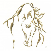 Gilded Stallion on White -Paper Art-32"x32"