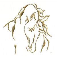 Gilded Stallion on White -Paper Art-38"x38"